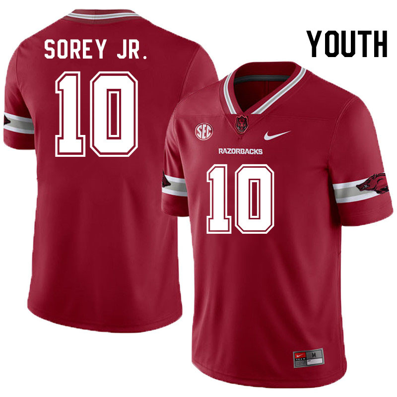 Youth #10 Xavian Sorey Jr. Arkansas Razorbacks College Football Jerseys Stitched-Alternate Cardinal